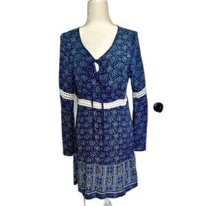 Illa Illa Brand Flare Sleeve Tunic Top Bohemian Style Women's Small Lace Trim
